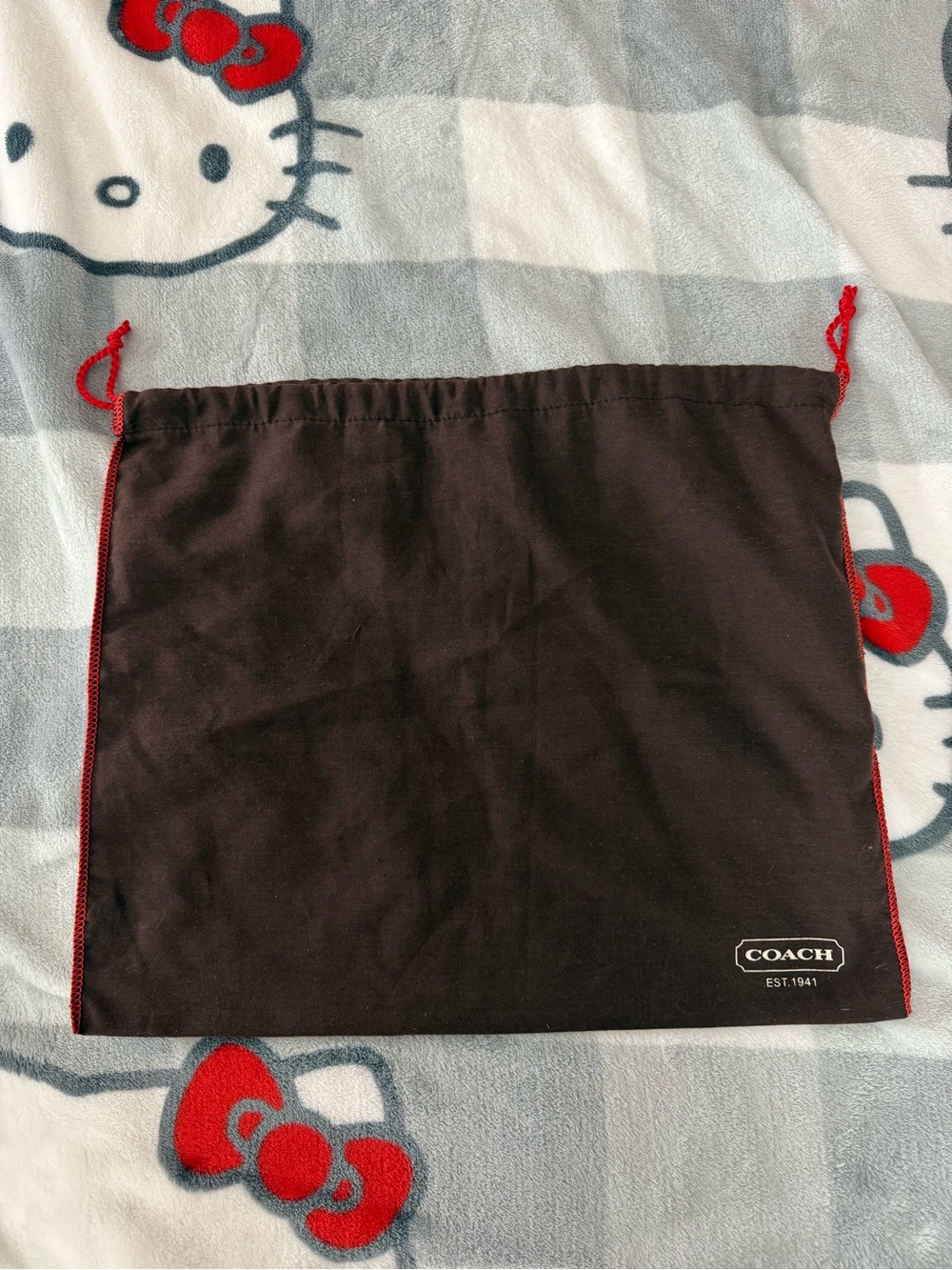 Coach Dust Drawstring Pouch with Red Trim